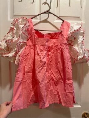 Pink Square-Neck Puff Sleeve Women's Top